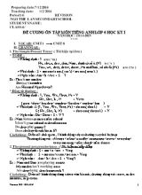 Đề cương ôn tập học kì I môn Tiếng Anh Lớp 6 - Năm học 2014-2015 - Trường THCS Ngô Thế Lan